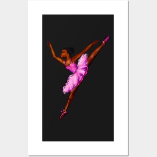 Black ballerina with corn rows ! beautiful  black girl with Afro hair and dark brown skin wearing a pink tutu.Hair love ! Posters and Art